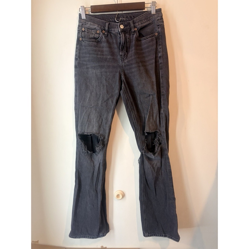 American Eagle 90s Bootcut Jeans Women's Size 4 Regular Black Distressed Stretch